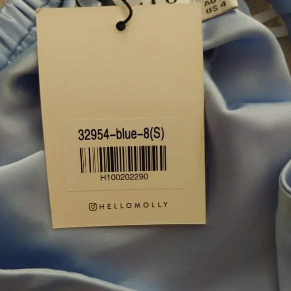 BRAND NEW Hello Molly baby blue satin mini dress size S/ US 4 - Picture 8 of 15